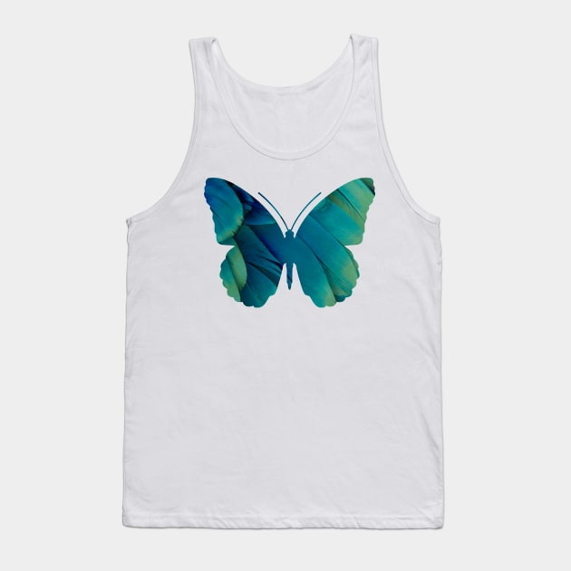 Blue and Green Rainforest Butterfly Tank Top by DesignsbyZazz